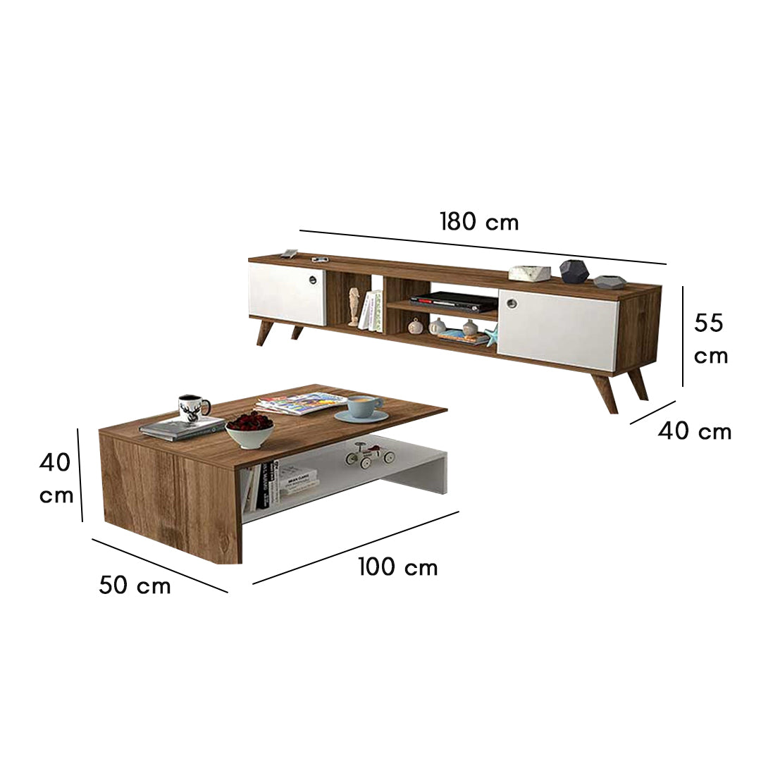 طاولة تلفاز مع طاولة قهوة تصميم عصري-CT021